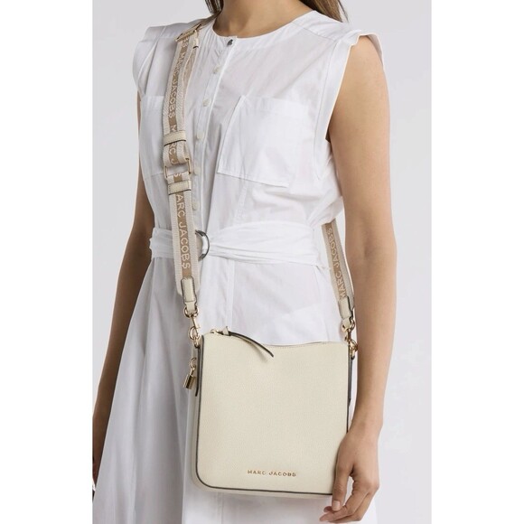 New Marc Jacobs Drifter Swing Pack Crossbody Leather Bag Marshmallow - Picture 2 of 6